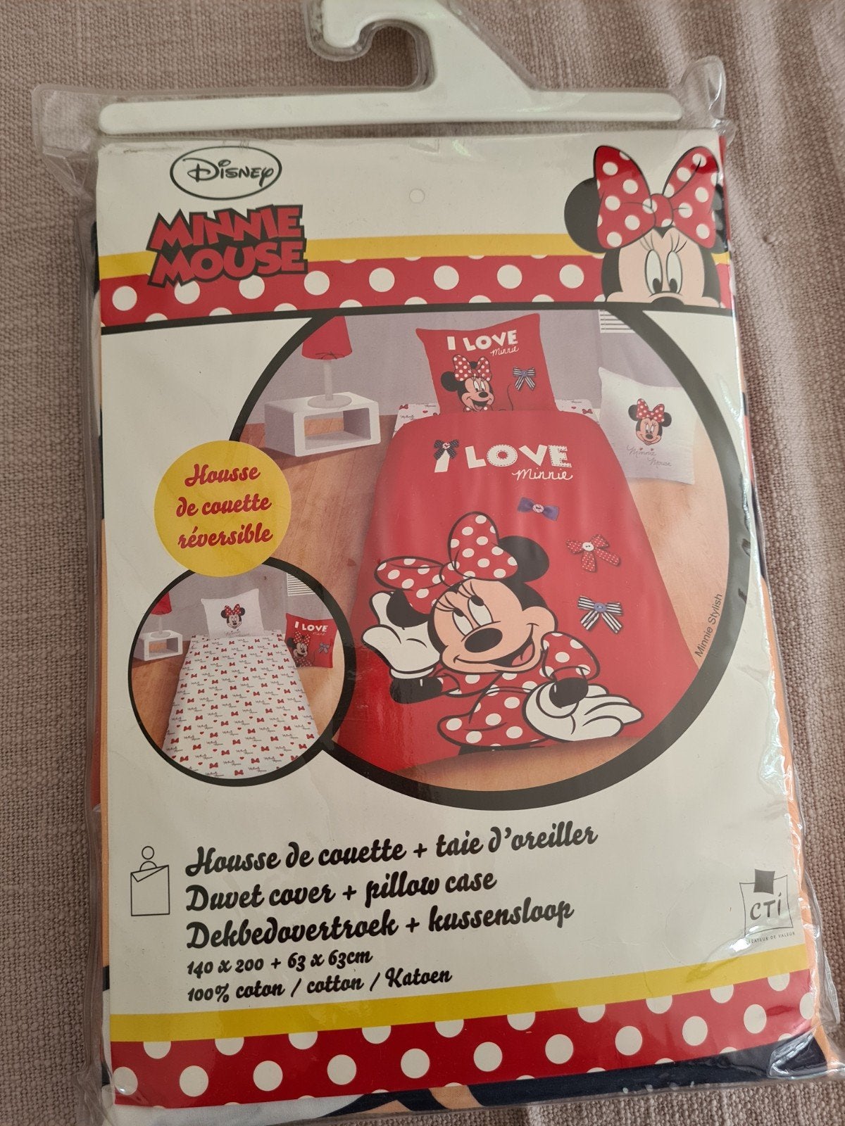 Minie Mouse dekbedovertrek, Jongetje of Meisje, Nieuw, Ophalen of Verzenden, Rood