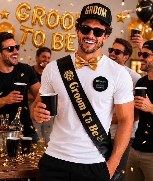 Uitgebreide vrijgezellenfeest set Groom to Be, Zwart, Nieuw, Ophalen of Verzenden, Accessoires