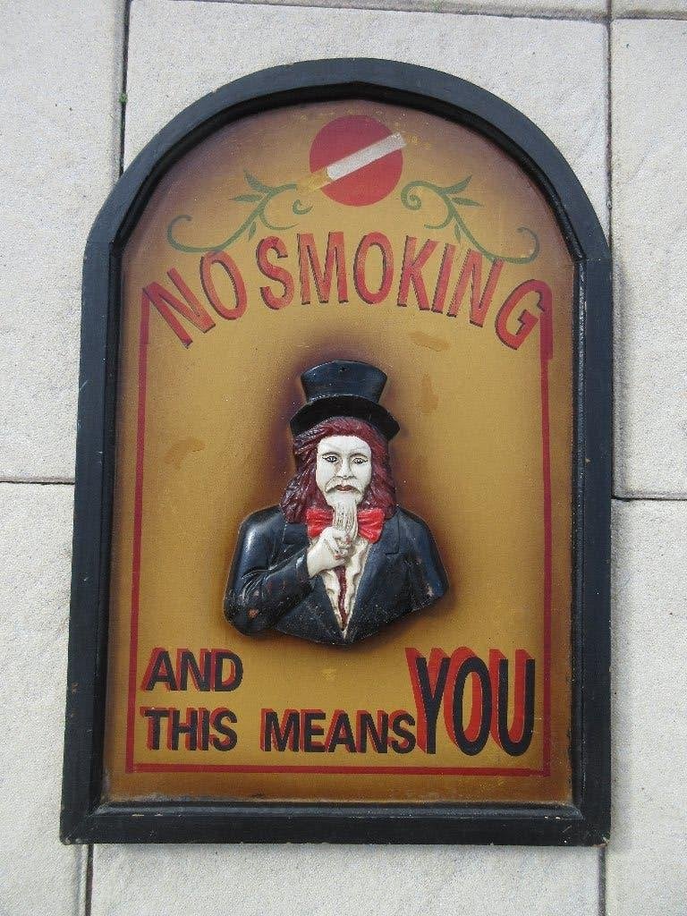 Houten bord wandbord niet roken pubbord Uncle Sam, Ophalen of Verzenden, Gebruikt, Wandbord of Wandpaneel