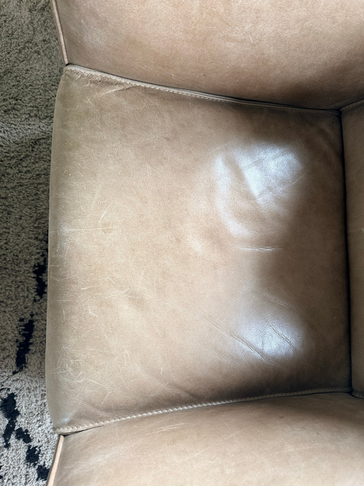 Comfortabele leren fauteuil - Beige, Huis en Inrichting, Stoelen, Ophalen, Gebruikt, Overige kleuren, Leer