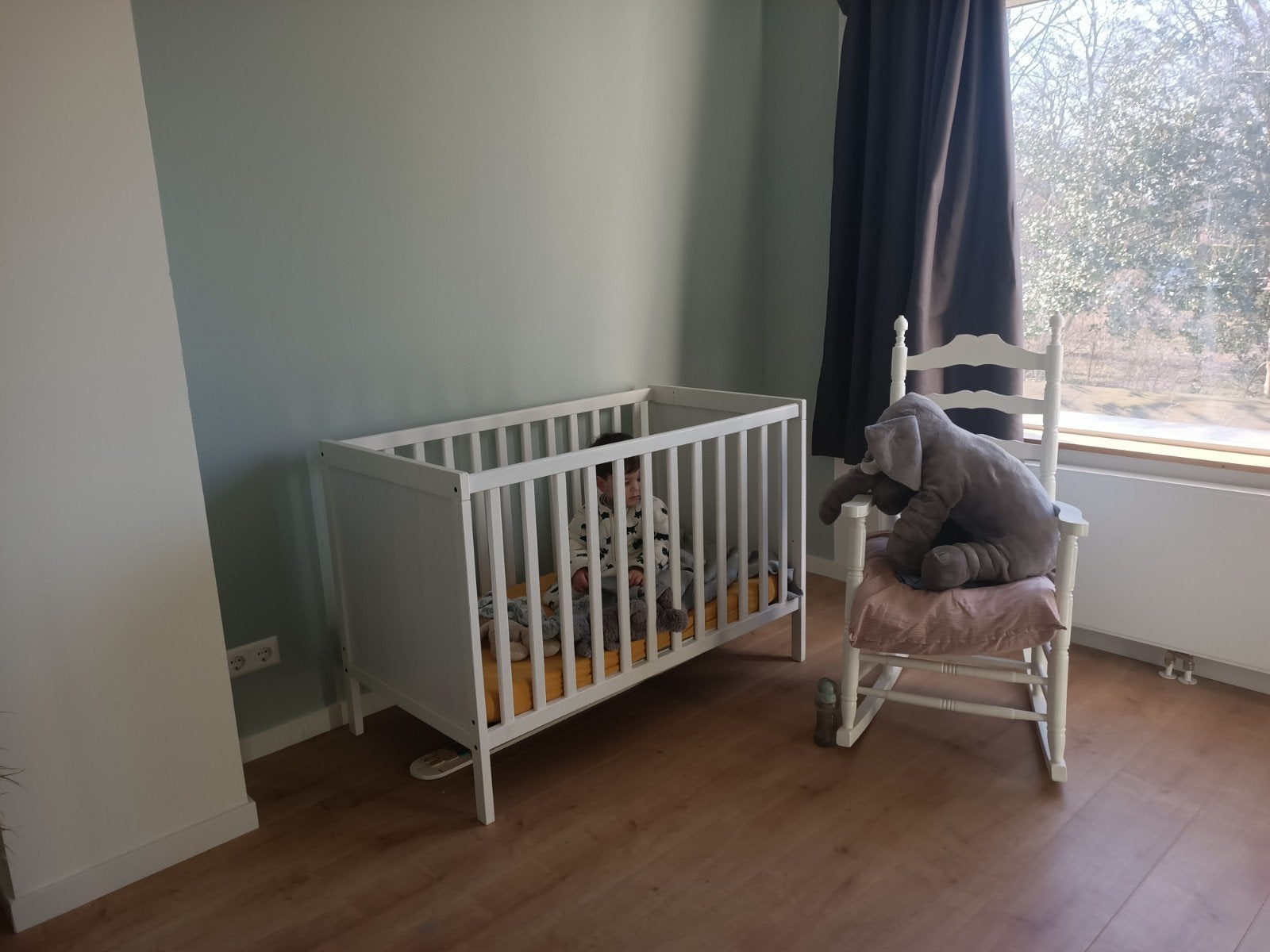Ikea Ledikant 60x120 cm met matras en hoeslakens, Ophalen, Gebruikt, Minder dan 140 cm, Matras