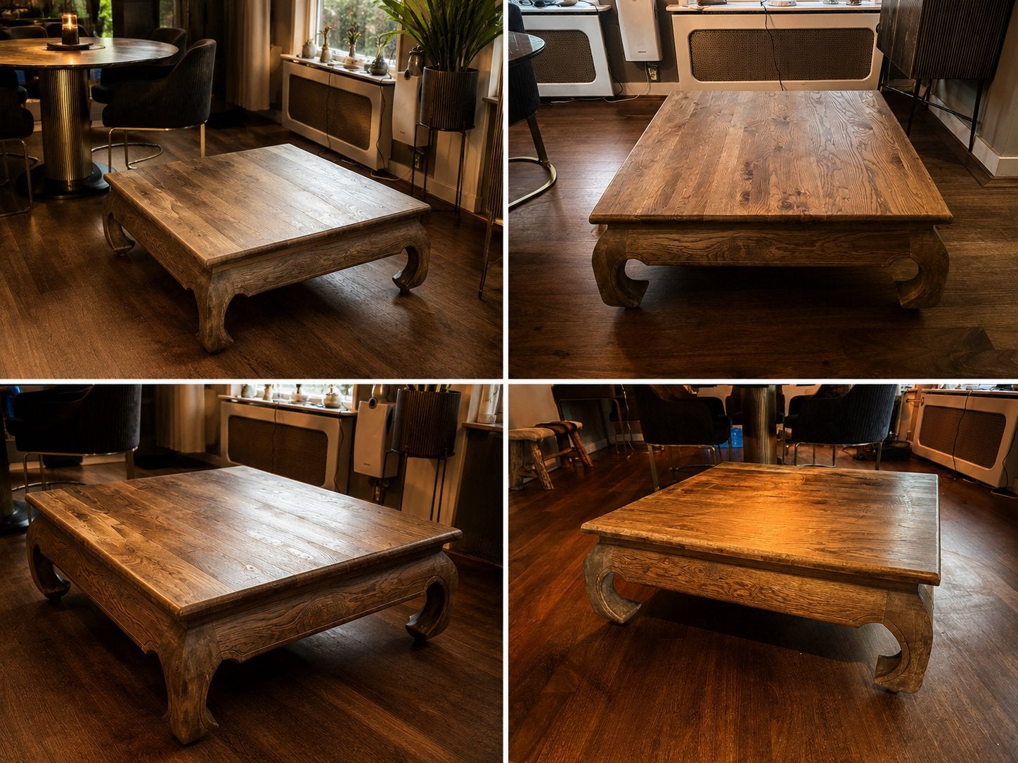 Zeer zware Opium salontafel 108x108 cm, Ophalen, Gebruikt, 100 tot 150 cm, Vierkant