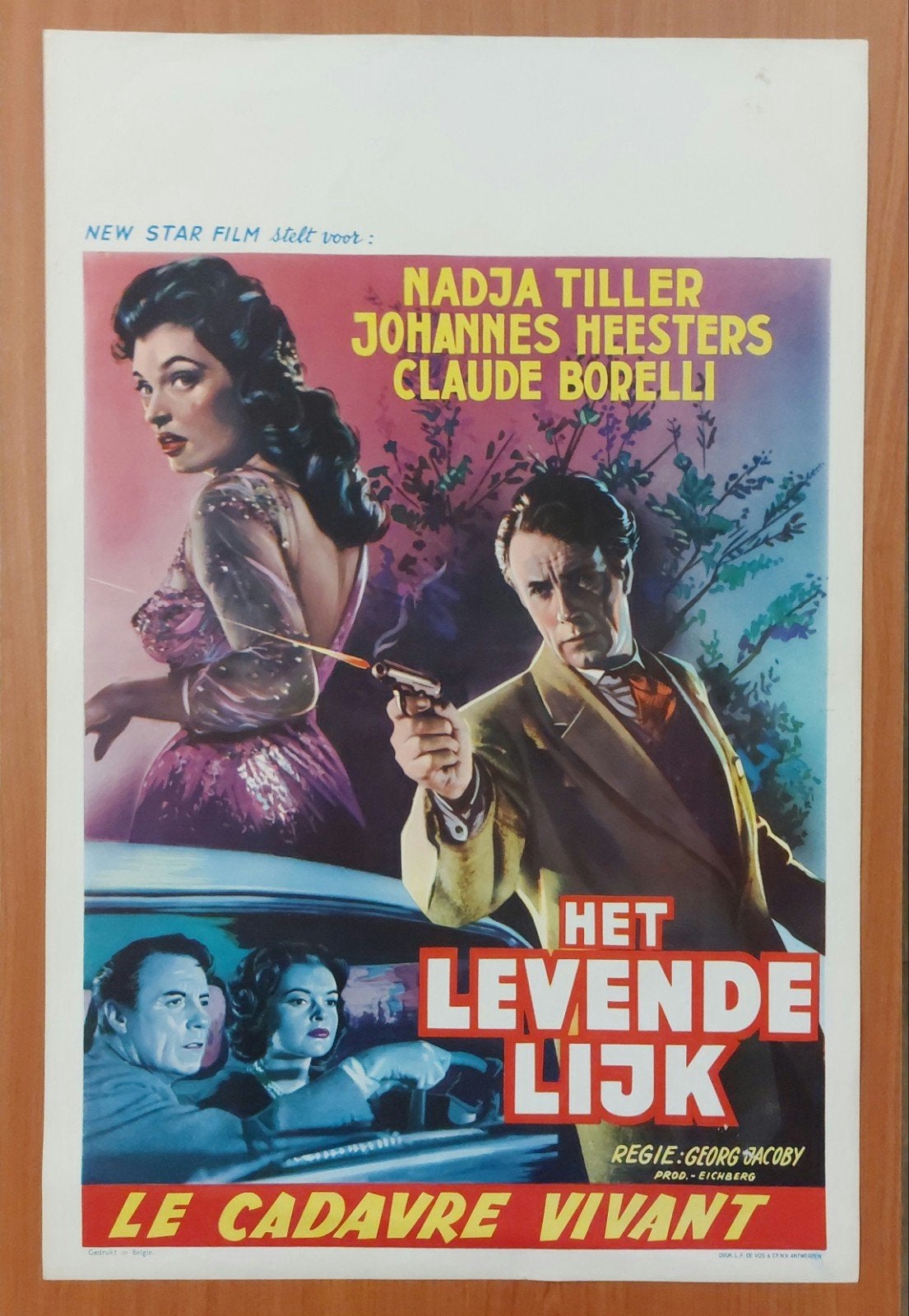 Originele vintage Belgische filmposter ‘Het levende lijk', Deurposter of groter, Ophalen of Verzenden, Film en Tv, Rechthoekig Staand