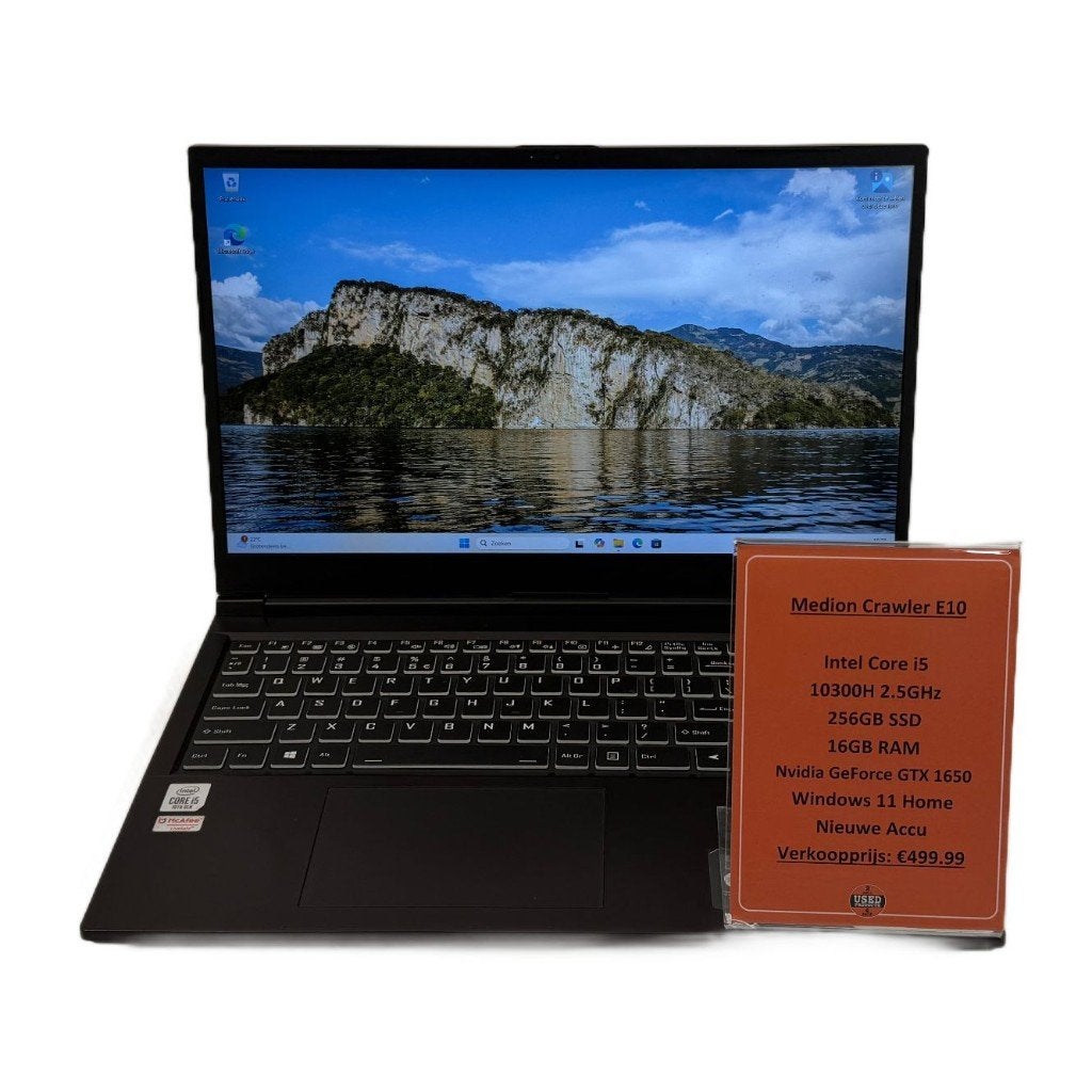 Medion Crawler E10 Laptop | i5-10300H 256GB 16GB GTX 1650, 256 GB, Met videokaart, 2 tot 3 Ghz, Dordrecht@usedproducts.nl