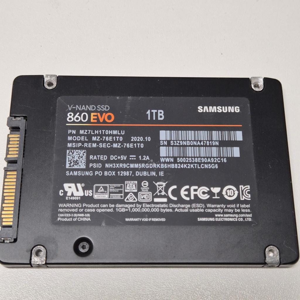Samsung 860 EVO 1TB SSD 2,5" Sata, Computers en Software, Harde schijven, Intern, Gebruikt, Verzenden, 1TB