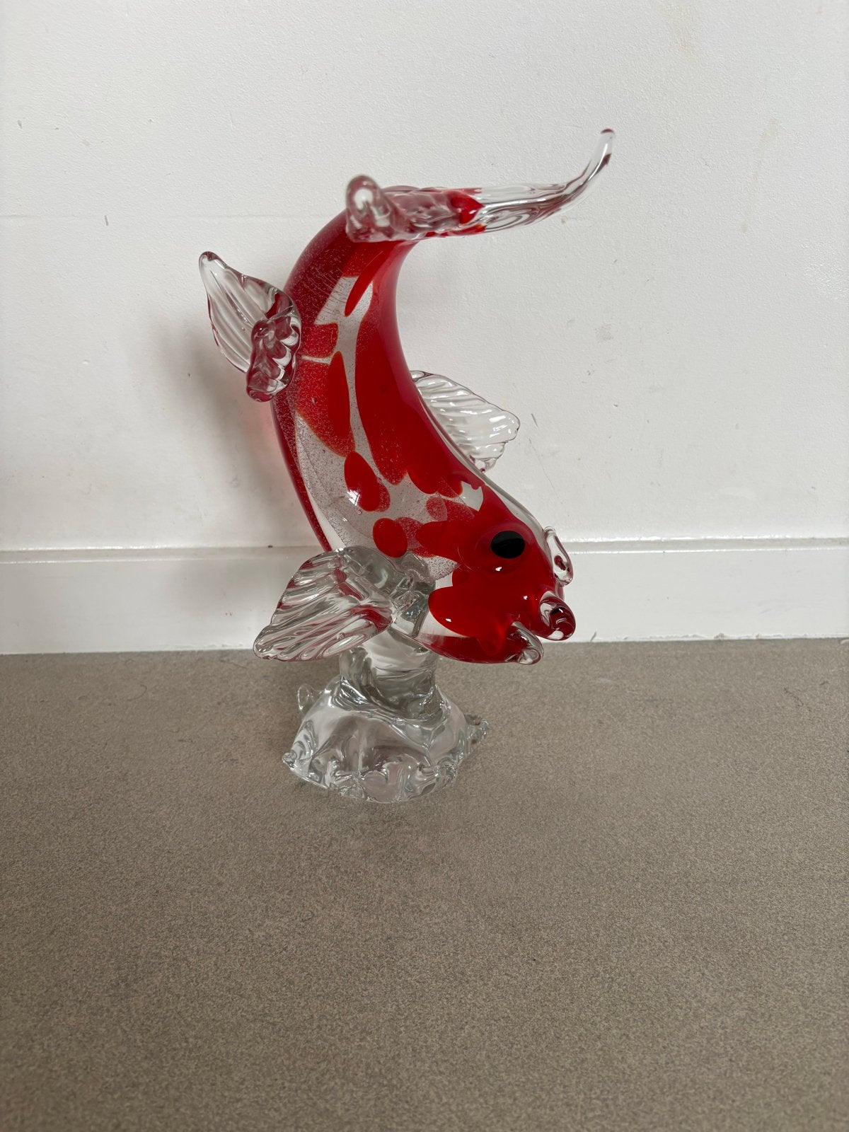 Prachtig Mondgeblazen Glazen Koi Karper (Murano Stijl), Glas, Ophalen of Verzenden, Handgemaakt, 20 - 50 cm