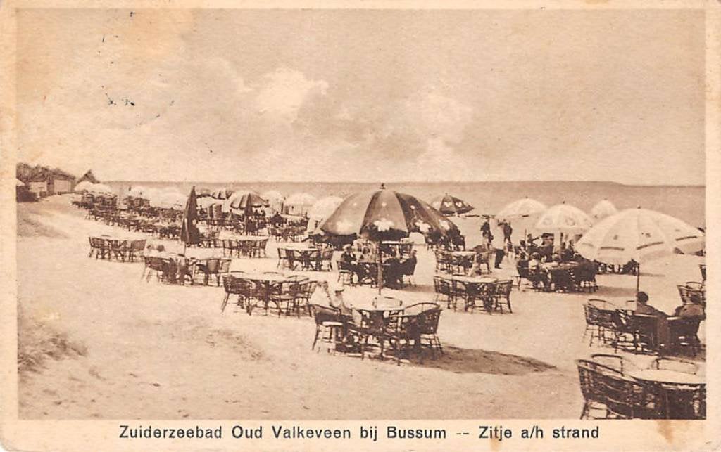 Zuiderzee bad Oud Valkeveen bij Bussum Zitje a/h strand 1934, Verzenden, 1920 tot 1940, Gelopen, Noord-Holland