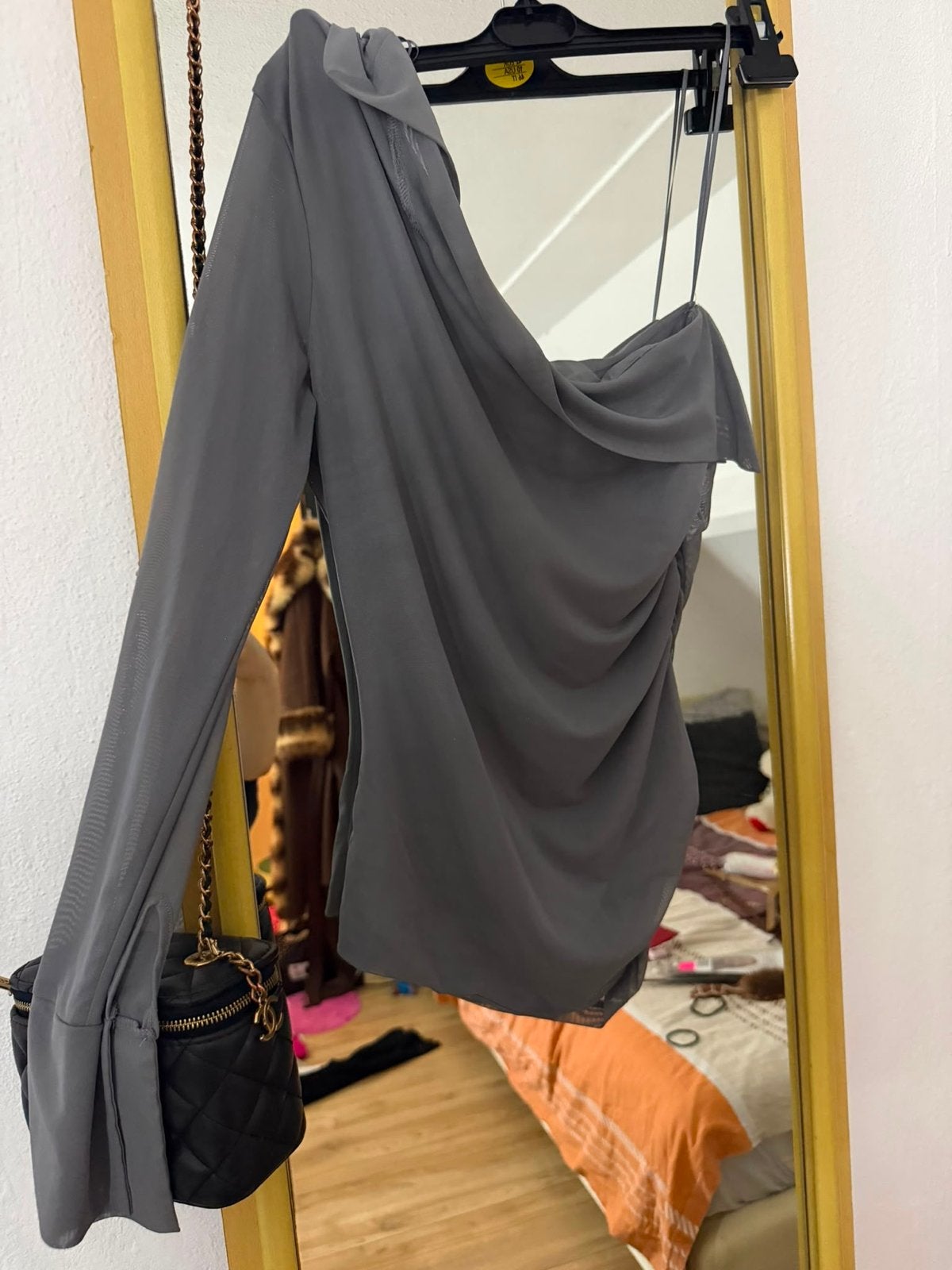 Zara One-Shoulder Top Grijs - Maat M, Maat 38/40 (M), Ophalen of Verzenden, Zo goed als nieuw, Lange mouw