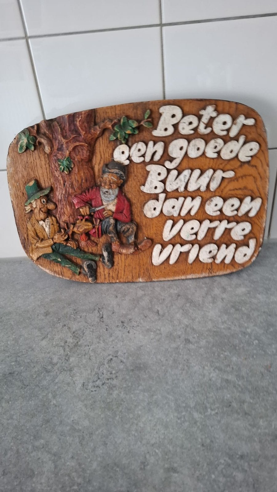 Spreuk van steen, Tekstbord, Ophalen, Gebruikt, Steen/keramiek