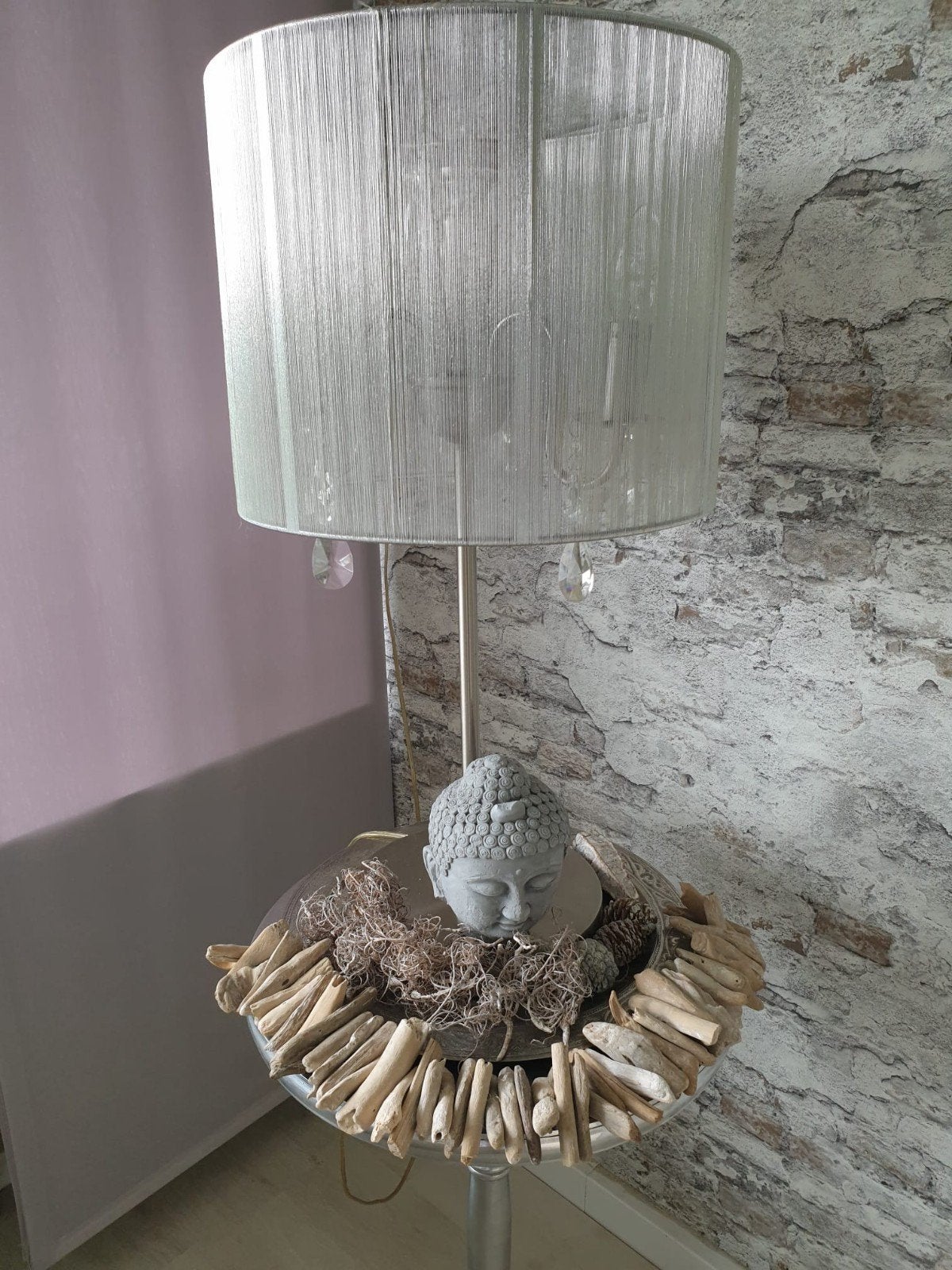 Moderne staande lamp met kristallen details, Huis en Inrichting, Lampen | Vloerlampen, Ophalen, Gebruikt, Glas, Modern, Elegant