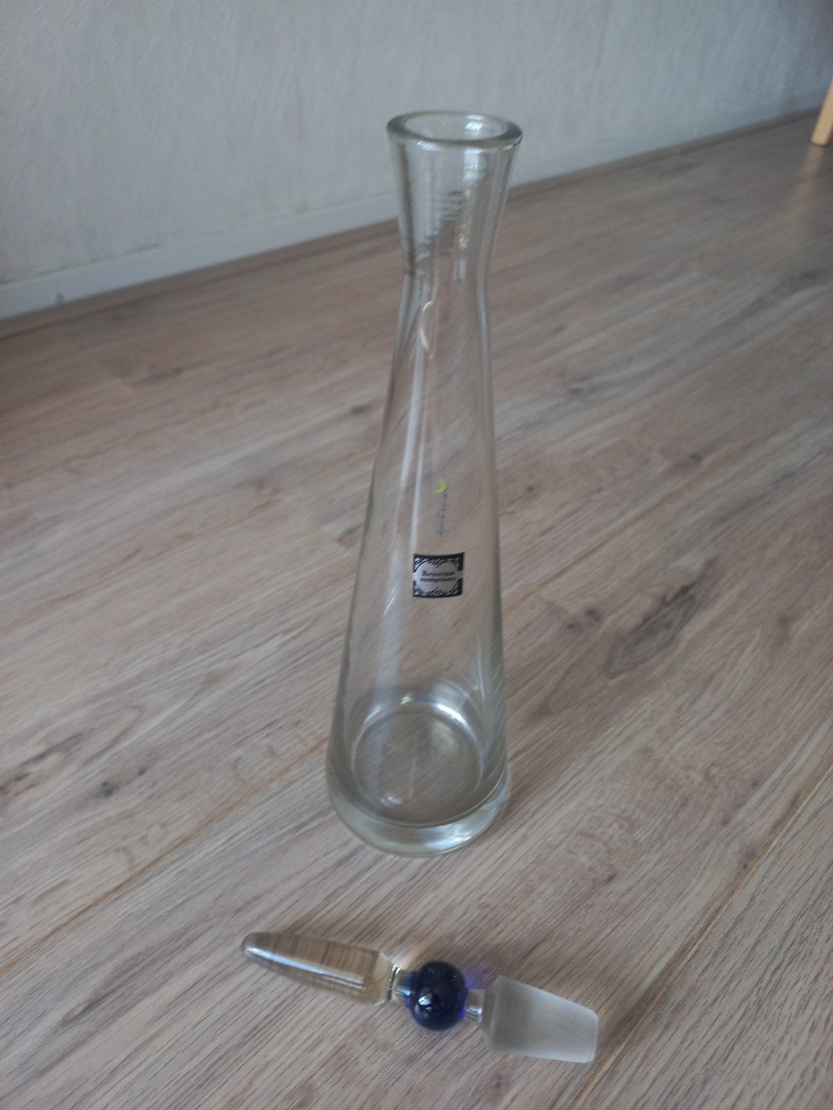 Glazen karaf met blauwe stop, Antiek en Kunst, Ophalen of Verzenden