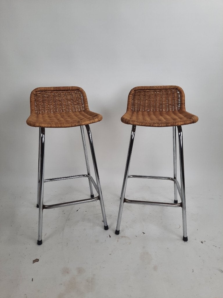 Set van twee Rohe Noordwolde Dirk van Sliedrecht barkrukken, Ophalen, Metaal, Gebruikt, Mail