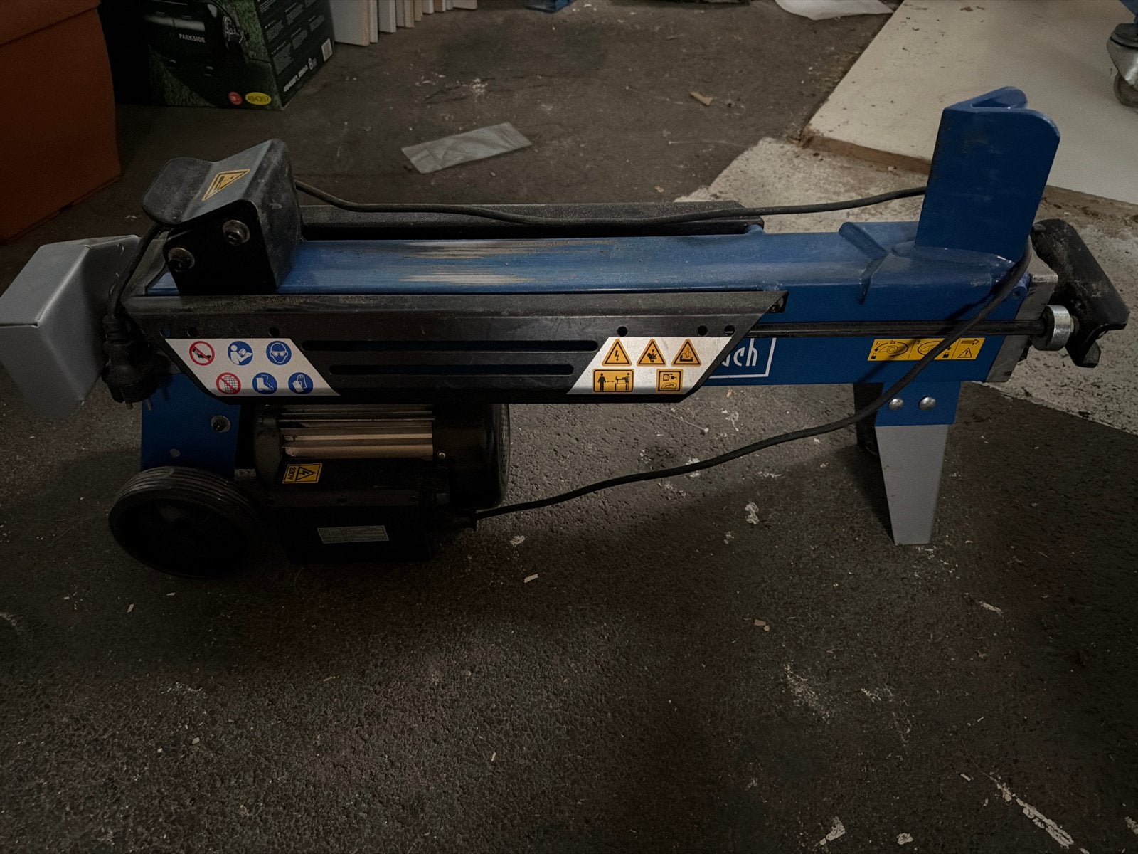 Huur 4,5 ton kloofmachine - Scheppach HL760LS, Ophalen, Gebruikt, Elektrisch, Liggend