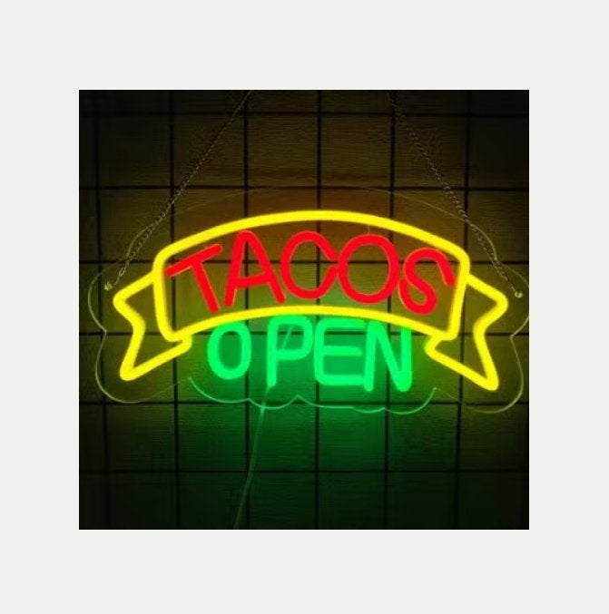 LED lamp neon stijl Tacos Open (40x21cm), Ophalen of Verzenden, Nieuw, Lichtbak of (neon) lamp