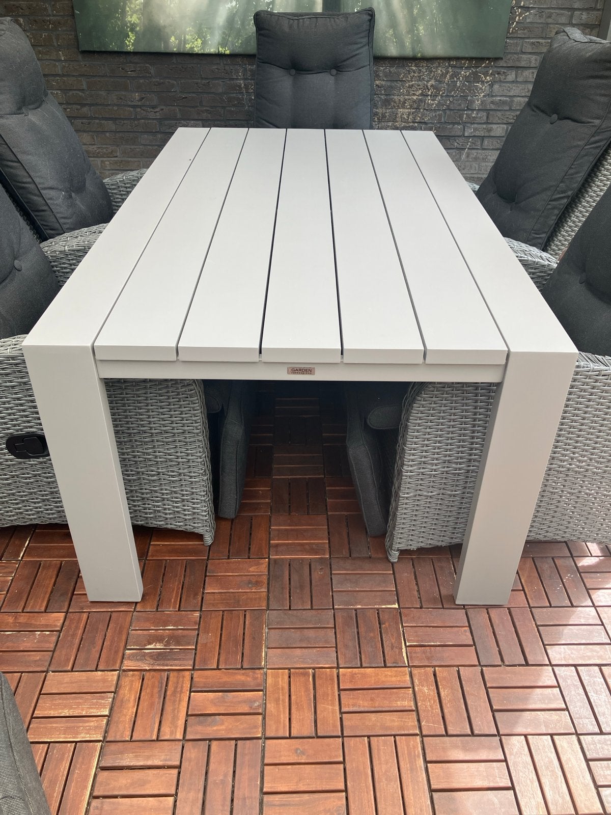 Nieuwe Garden Impressions Malakka Lounge Dining Tafel Taupe, Ophalen, Nieuw, Rechthoekig, Aluminium