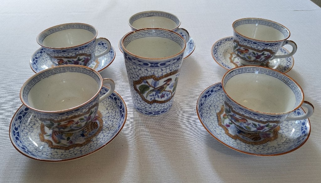 1900 kop en schotels beker Regout decor 601 paradijsvogel, Verzenden