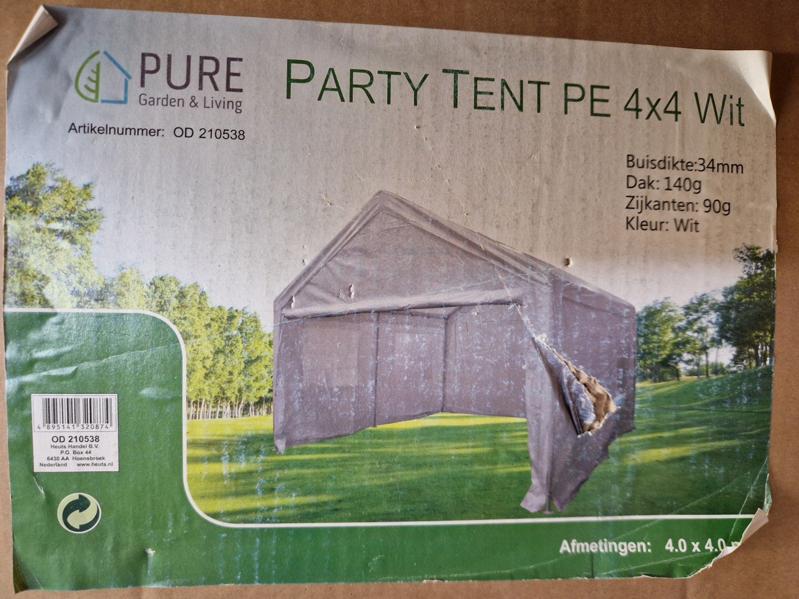 Party tent 4x4, Ophalen, Gebruikt, Partytent, Minder dan 5 meter