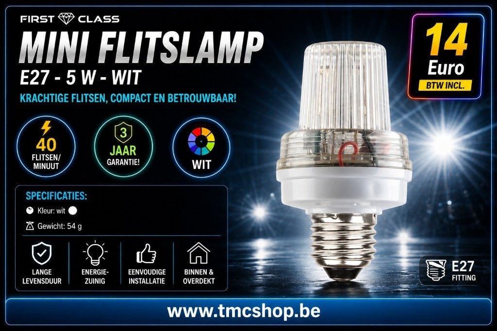MINI FLITSLAMP - E27 - 5 W - WIT, Ophalen of Verzenden, Nieuw, Microfoon(s)