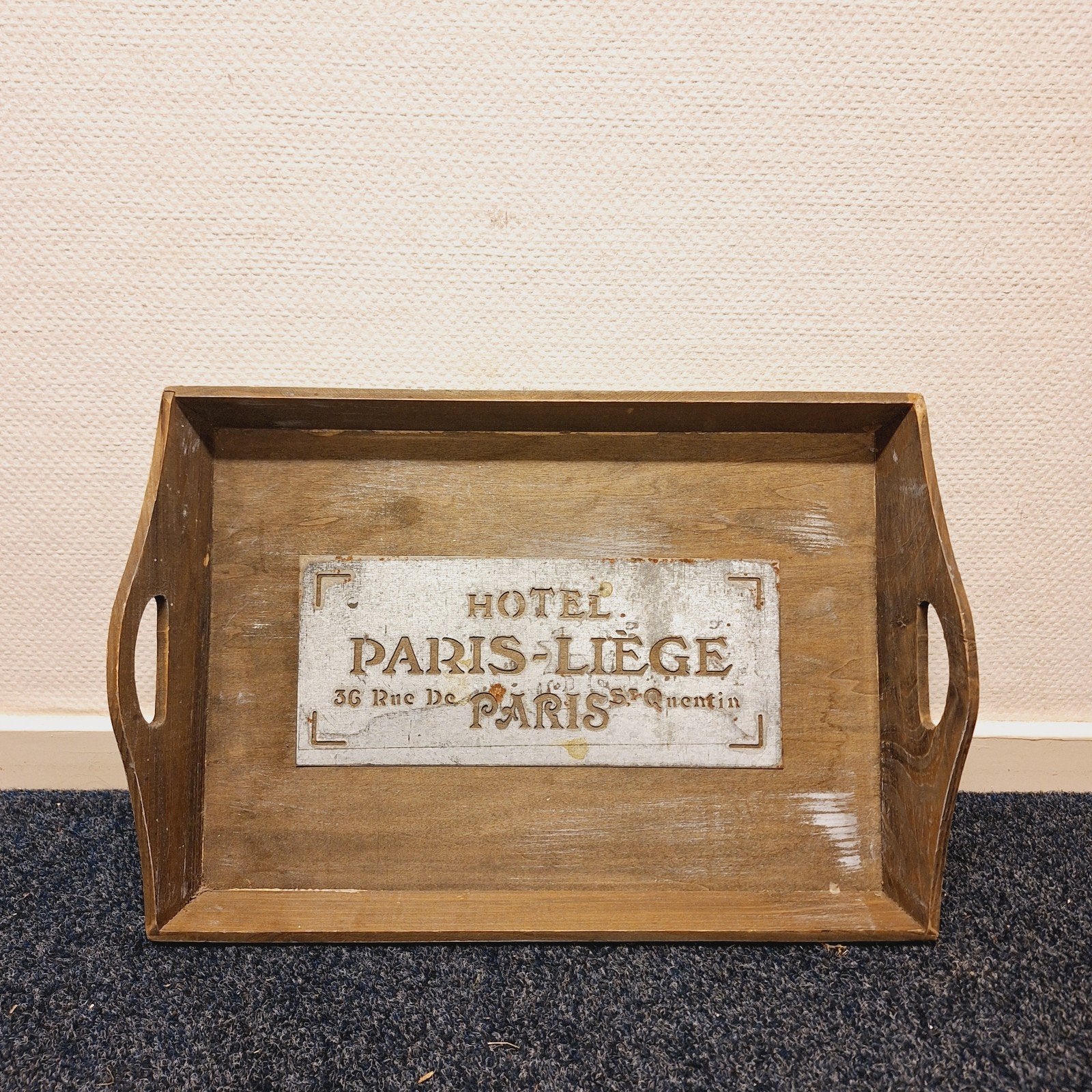 Houten Dienblad met 'Hotel Paris-Liège' Opdruk, Gebruikt, ., Ophalen of Verzenden, .