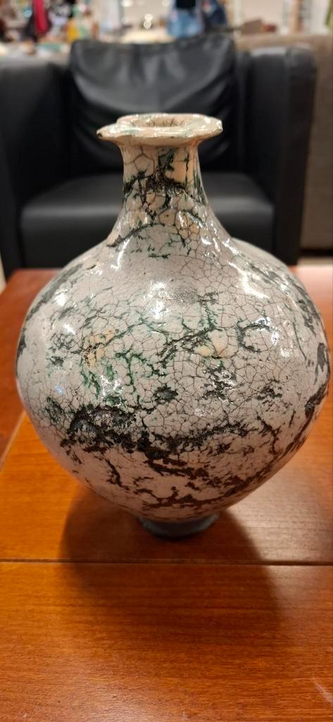 Schitterende Raku vaas, 25 cm. Hoog., Ophalen of Verzenden