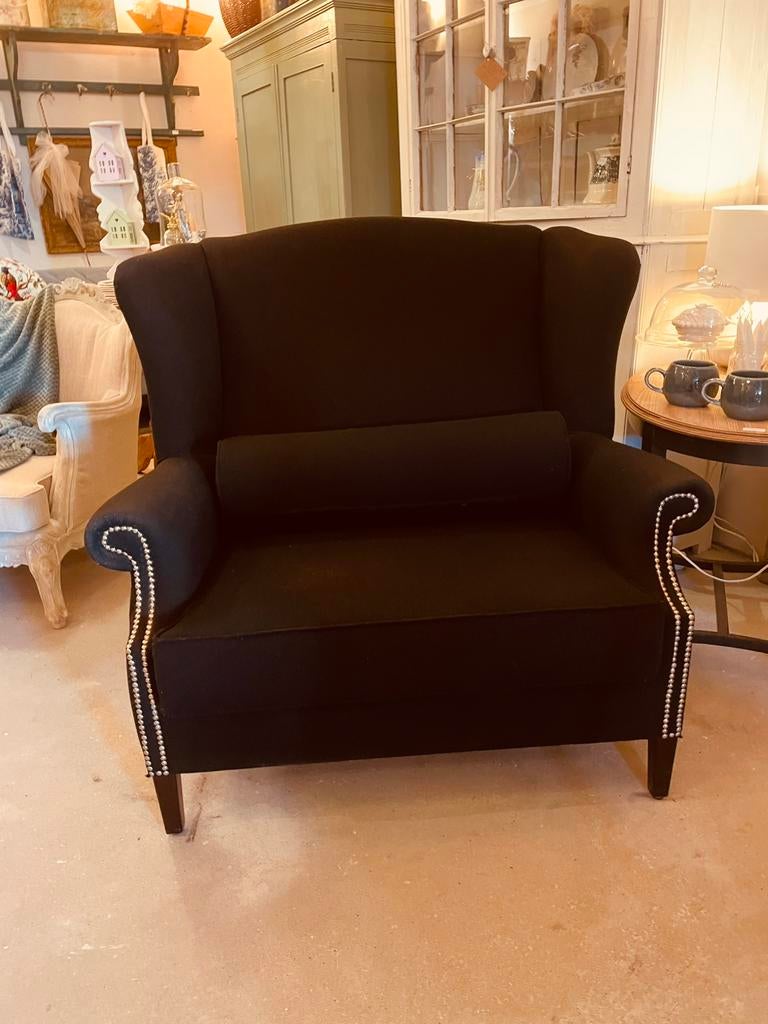 Zwarte Loveseat, Huis en Inrichting, Fauteuils, Ophalen, Tante, Tante, Zo goed als nieuw