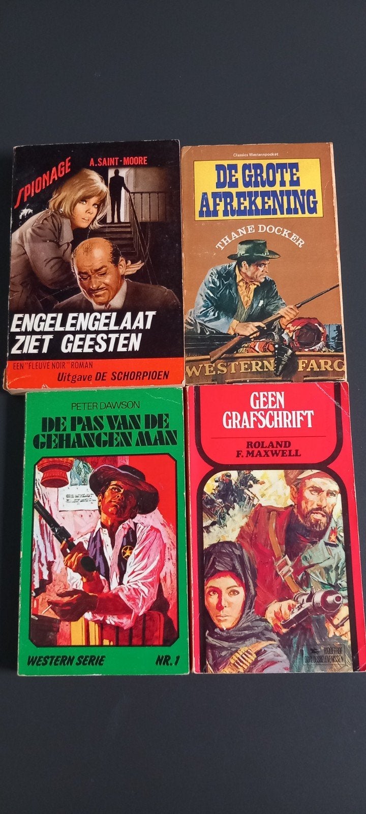 Vintage Boeken Collectie: Spionage, Western & Avontuur, Ophalen of Verzenden, Gelezen, A. Saint-Moore, Thane Docker, Peter Dawson, Roland F. Maxwell