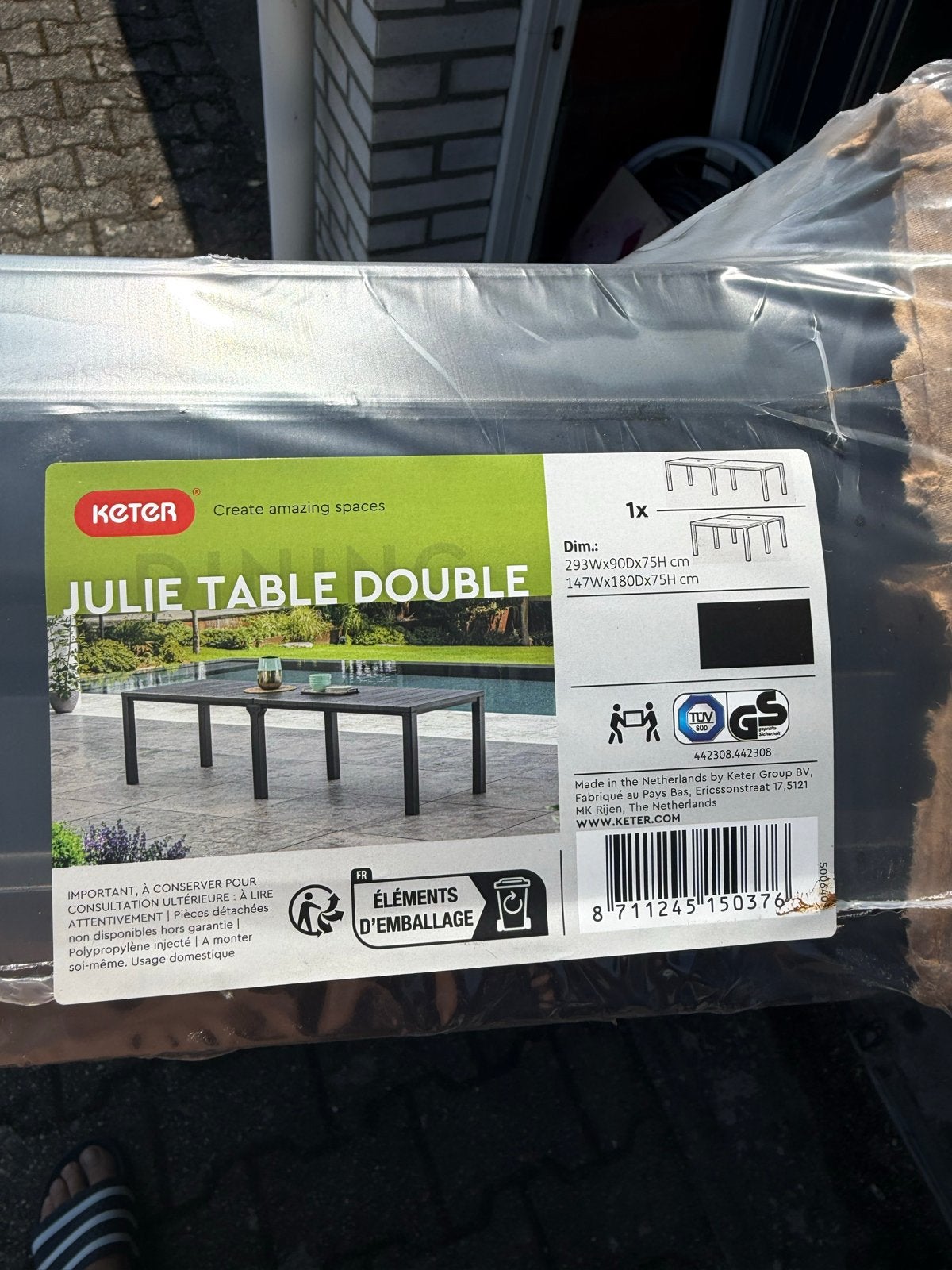 Keter Julie Table Double - Uitschuifbare tuintafel, Ophalen, Nieuw, Rechthoekig, Kunststof