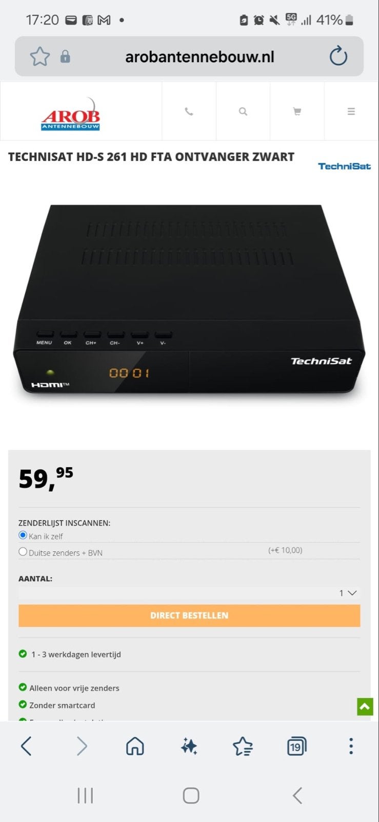 TechniSat HD-S 261 HD FTA Ontvanger Zwart, Ophalen of Verzenden, Nieuw, Decoder