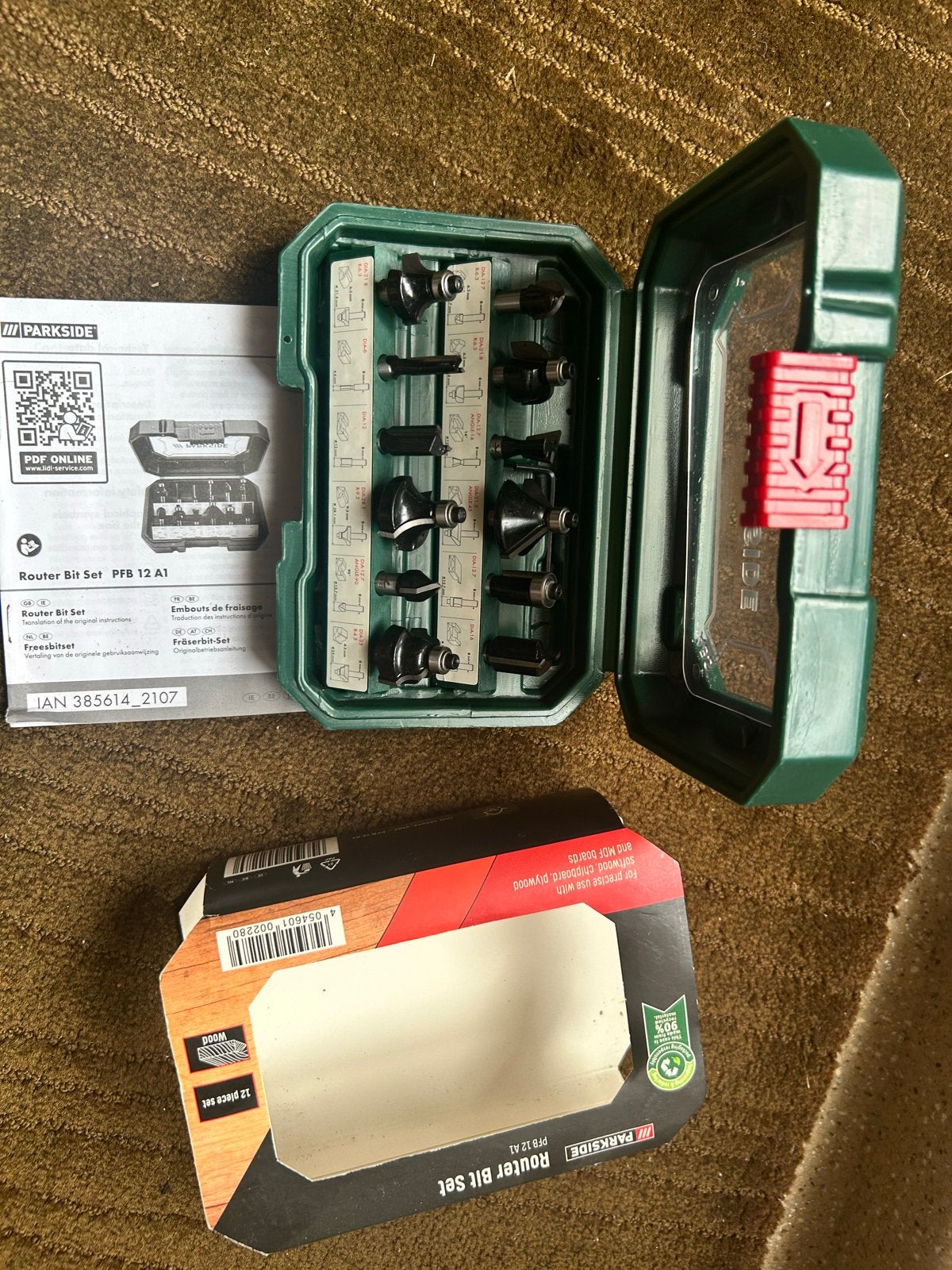 Parkside Router Bit Set PFB 12 A1 - 12-delige Frezenset, Ophalen of Verzenden, Nieuw, Bovenfrees