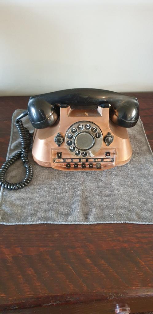 Vintage Telefoon met Draaischijf - Koperkleurig, Ophalen of Verzenden