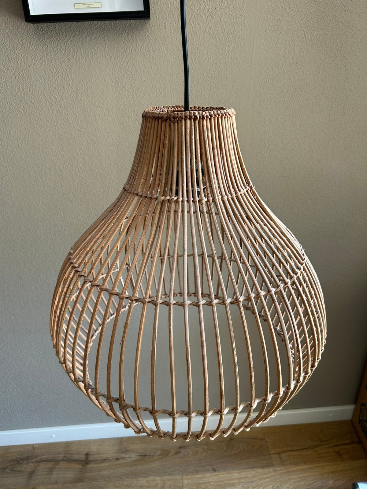 Hanglamp bamboe, Rond, Zo goed als nieuw, Hout, Ophalen