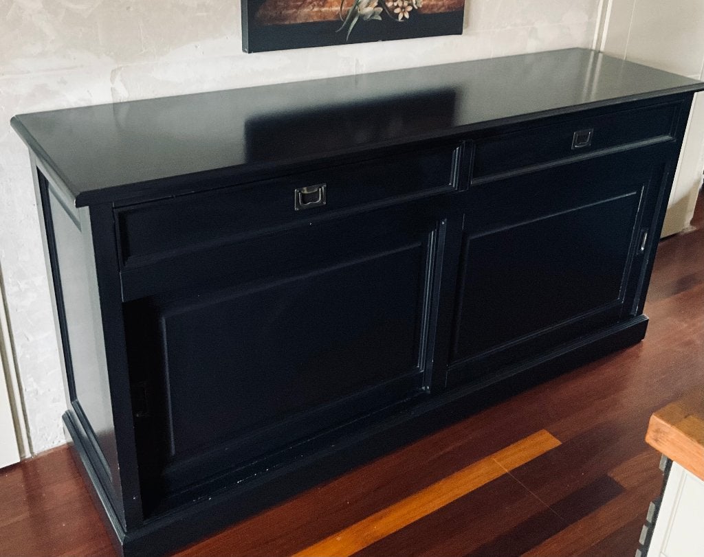 Zwart dressoir, Huis en Inrichting, Gebruikt, Met deur(en), 150 tot 200 cm, Ophalen of Verzenden