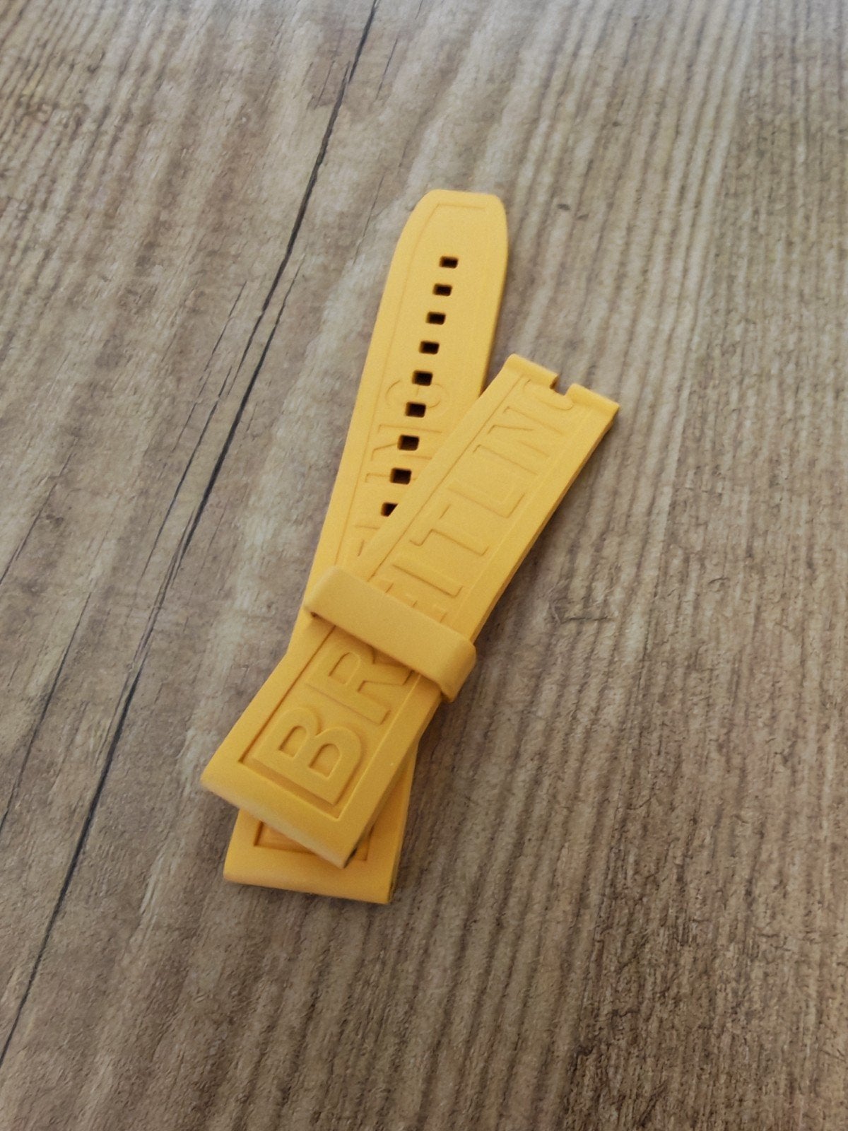 Originele Breitling gele rubberen band zonder sluiting, Ophalen of Verzenden, Breitling