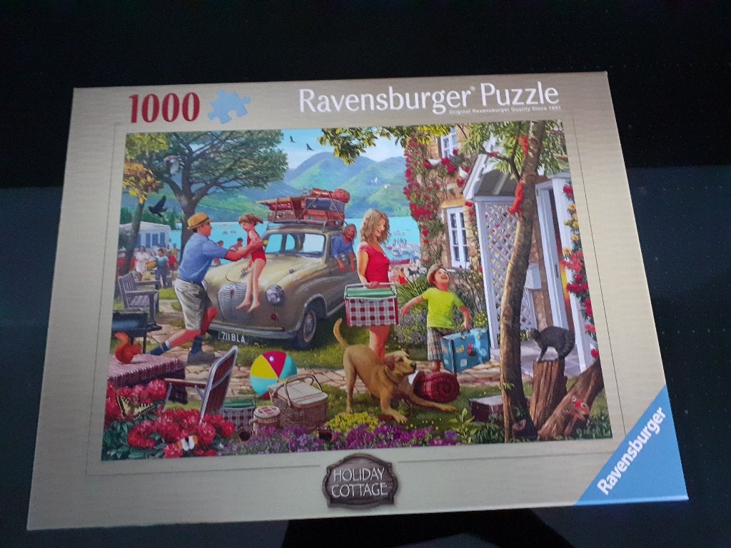 Ravensburger puzzle Holiday cottage, 1000 st, Ophalen of Verzenden, 500 t/m 1500 stukjes, Zo goed als nieuw, Legpuzzel
