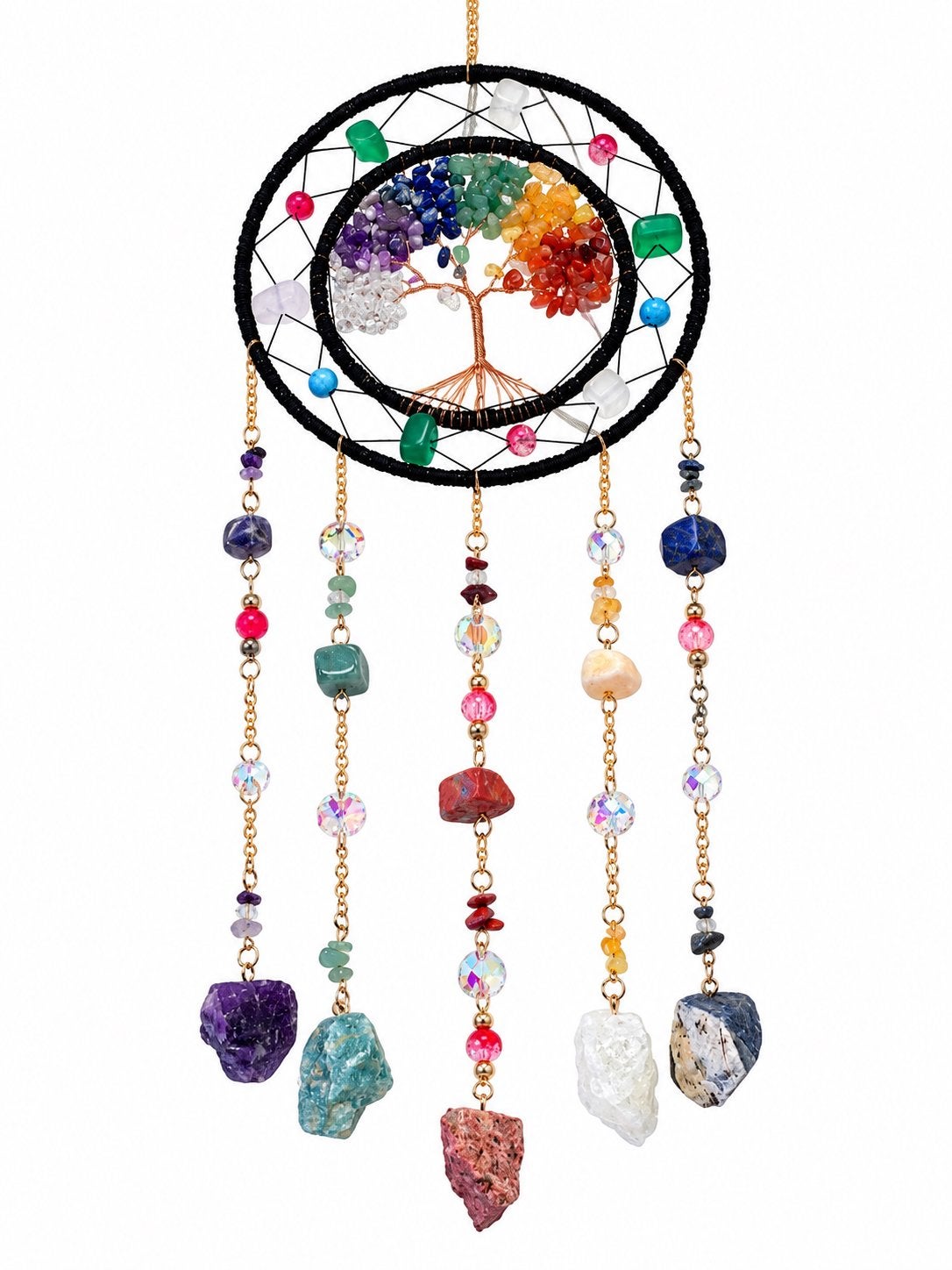 Grote Dromenvanger met 7 Chakra Edelstenen, Meerkleurig, Boho, Nieuw, Ophalen of Verzenden
