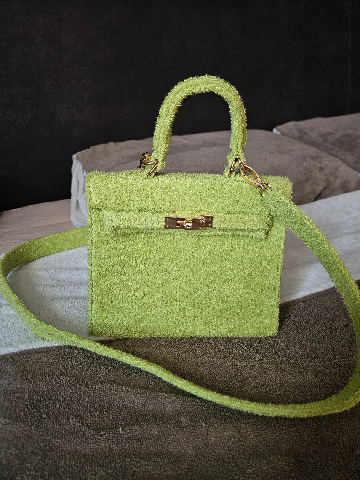 Reetsj groene Terry Relly handtas, Sieraden, Tassen en Uiterlijk, Ophalen of Verzenden, Zo goed als nieuw, Groen, Handtas