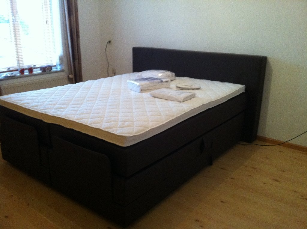 Boxspring bed, Huis en Inrichting, Ophalen, Gebruikt, Bruin, Tweepersoons