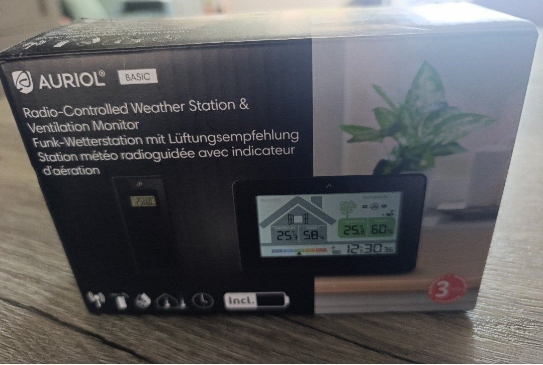 Auriol Basic RadioControlled Weerstation & Ventilatiemonitor, Audio, Tv en Foto, Weerstations en Barometers, Ophalen, Zo goed als nieuw