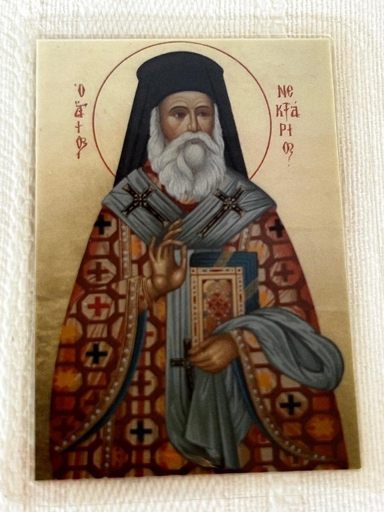Christelijk Orthodox Byzantijnse icoon, Nectarios van Egina, Ophalen of Verzenden, Nieuw, Kaart of Prent, Overige religies