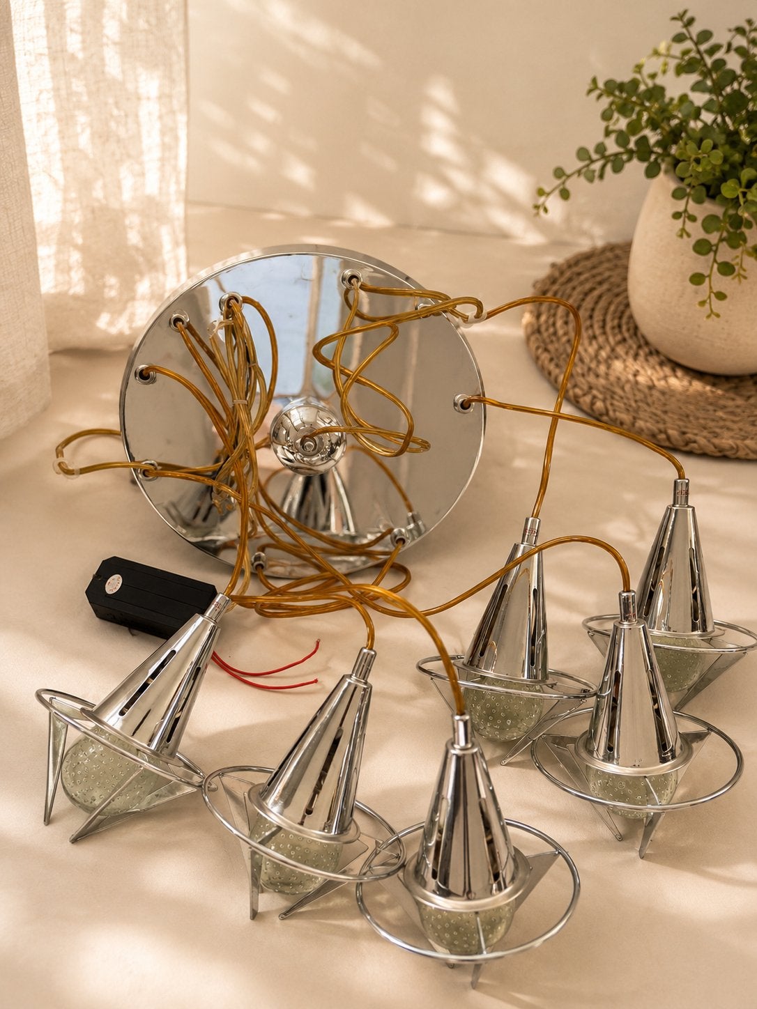 Modern 6-Light Cluster Pendant Ceiling Light – Chrome, Ophalen, Zo goed als nieuw