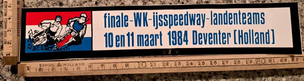 Vintage sticker Finale WK ijsspeedway Landenteams Deventer, Verzamelen, Stickers, Zo goed als nieuw, Ophalen of Verzenden