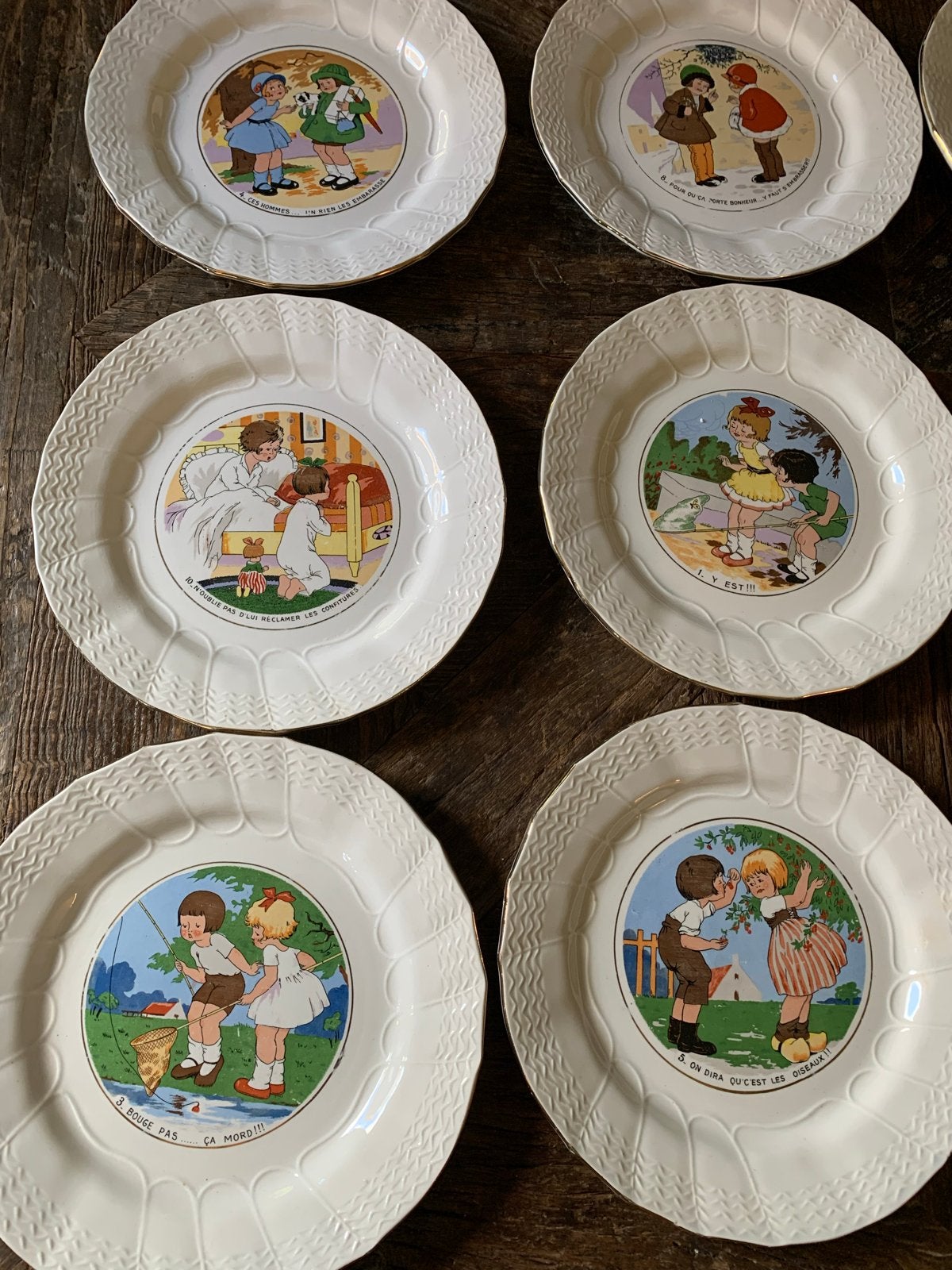 Sarreguemines Susan Bicot Borden kinderborden (12 stuks), Antiek en Kunst, Antiek | Porselein, Ophalen of Verzenden