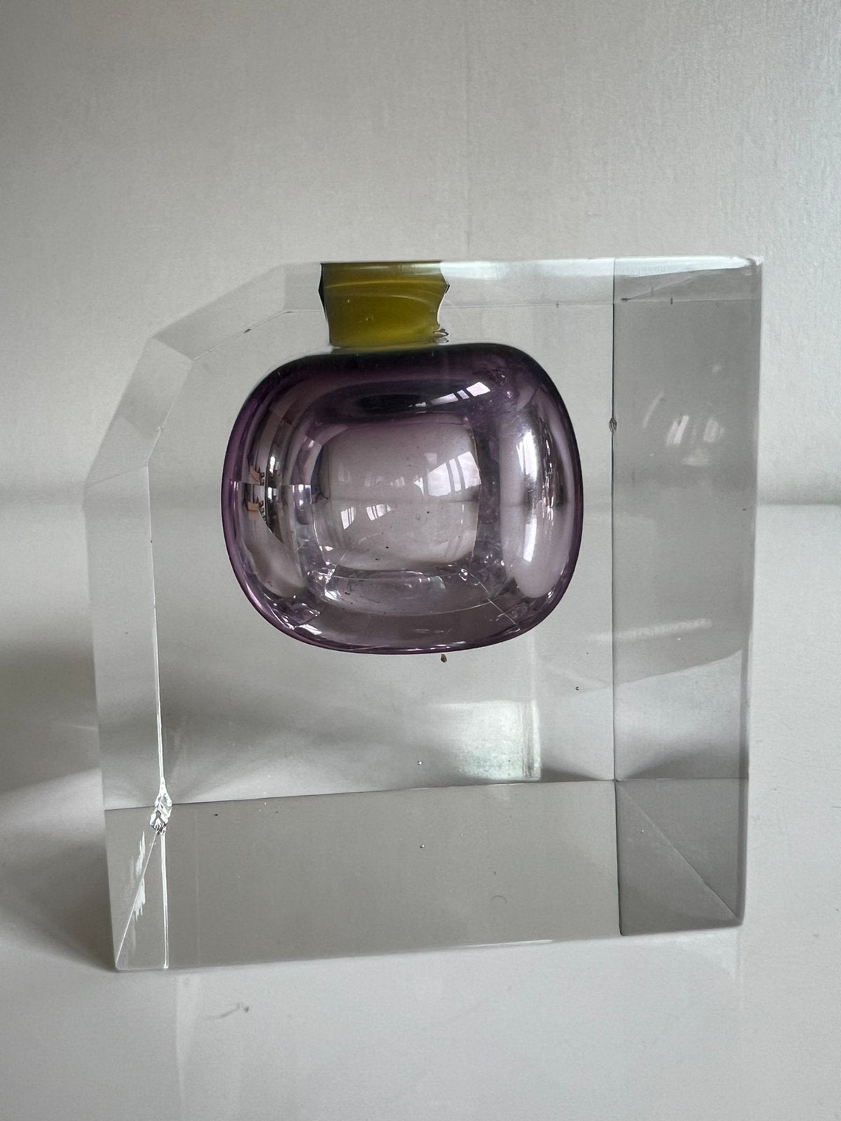 Vintage Czech Artglass Blokvaas Purple Lime Milan Krajíček, Antiek en Kunst, Ophalen of Verzenden