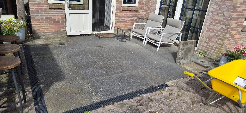 Gratis grijze tuintegels 60x60 - 30m2, Ophalen, Gebruikt, 10 m² of meer, Beton