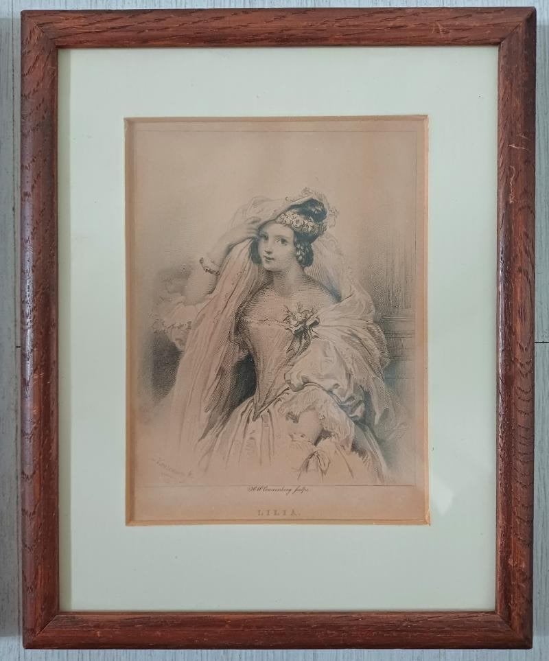 Antieke portret van een bruid,LILIA,potlood tekening, Ophalen of Verzenden, Tekening, Potloodtekening