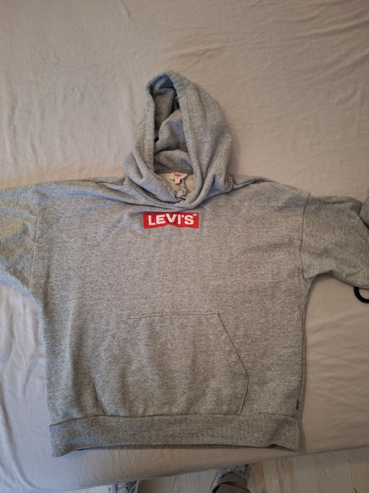 Vintage Levi's hoodie voor meisjes - grijs met rood logo, Ophalen of Verzenden