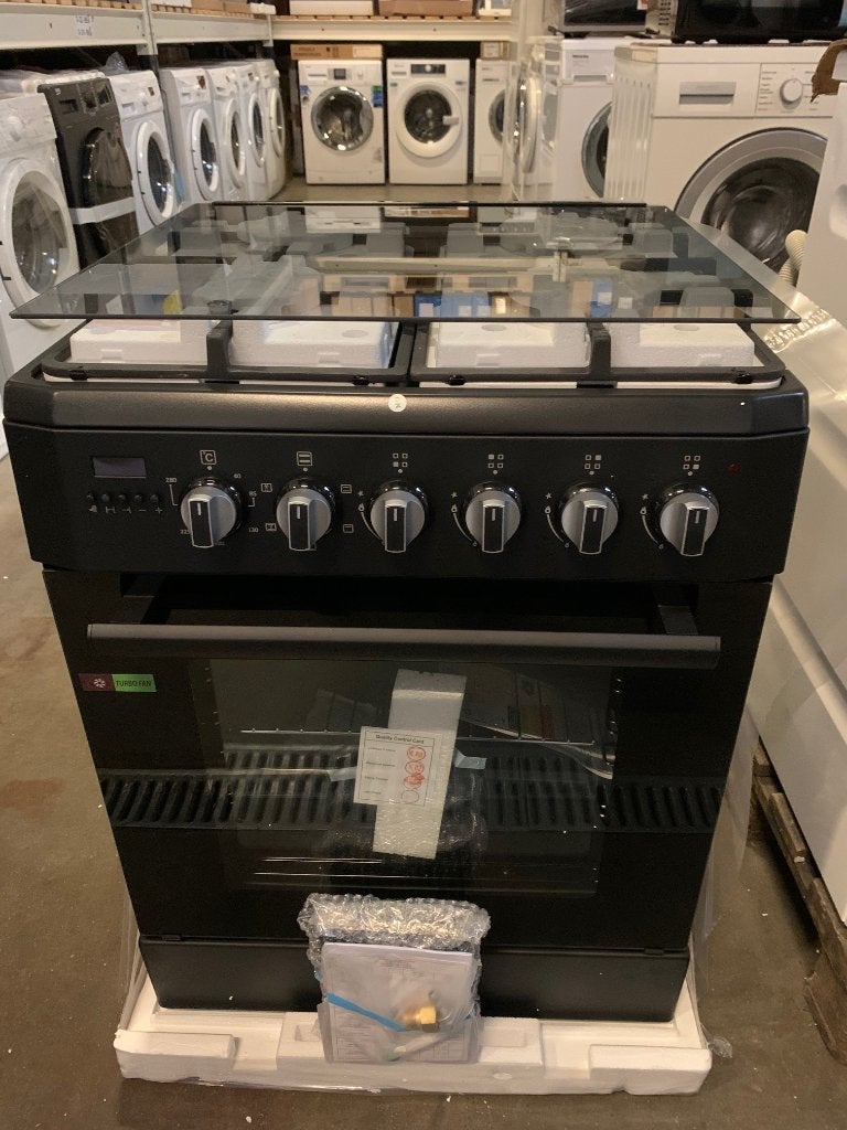 Luxe gasfornuis met hete lucht zwart en RVS, Witgoed en Apparatuur, Grill, 60 cm of meer, Nieuw, Energieklasse A of zuiniger