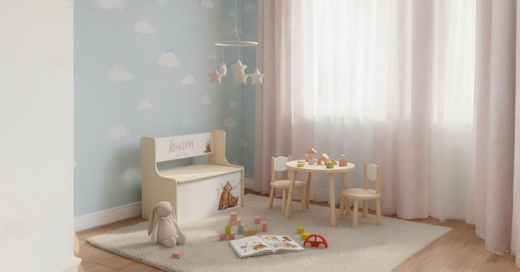Houten speelgoedbankje met naam en roze beertjes | Full coul, Kraamcadeau, Info@freubelshoponline.nl, Ophalen of Verzenden, Klimmen