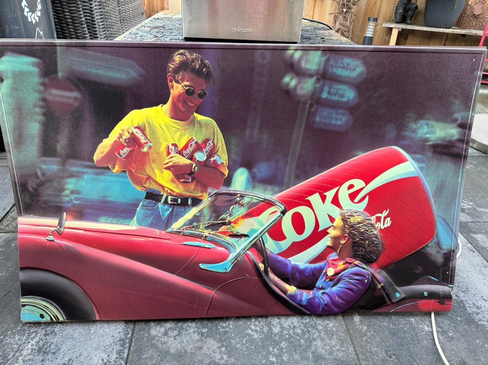 Zeldzaam Vintage Coca-Cola 3D Reliëfbord (125 x 75 cm), Ophalen, Gebruikt, Reclamebord