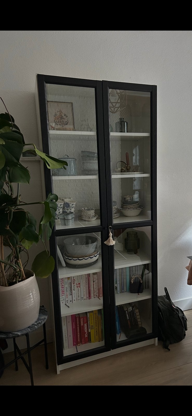 IKEA BILLY - wit met zwarte deuren, Ophalen, 200 cm of meer, 50 tot 100 cm, Zo goed als nieuw